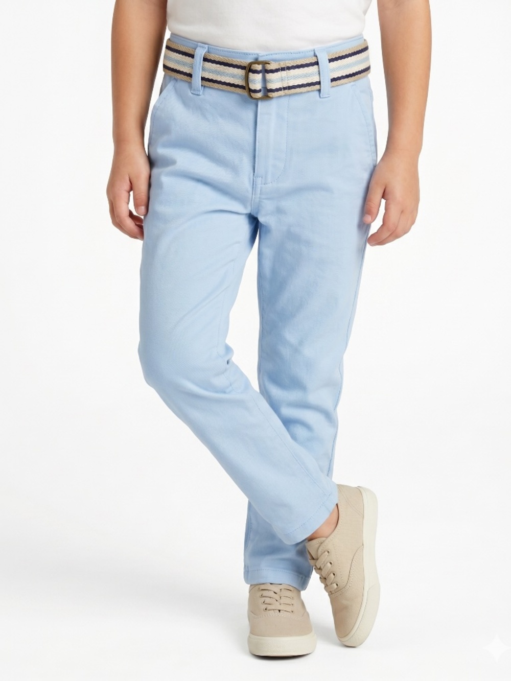 NWT Gymboree Boys 5T Light Blue Chino Pants With Striped D-Ring Belt Daybreak